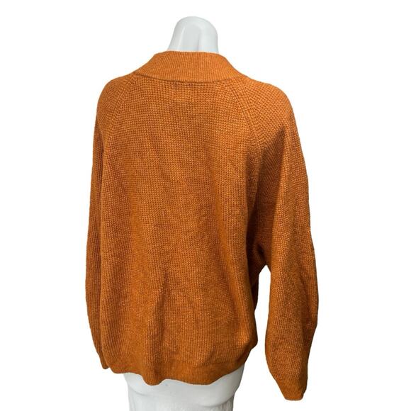 Gap Brown Ribbed Knit Mock Neck Oversized Long Sleeve Pullover Sweater Top Sz XL - Picture 2 of 4